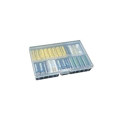 Whizzotech Clear AA Plastic Battery Storage Case/Organizer/Holder Holds 48 AA batteries BL01