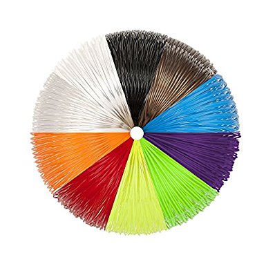 3D Pen Filament 1.75mm PLA Filament Refills Pack 10 Colors 5m Each