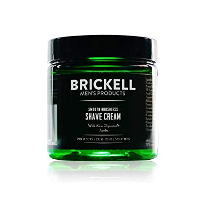 Brickell Men's Smooth Brushless Shave Cream for Men, Natural and Organic Smooth Shaving Lotion to Fight Nicks, Cuts and Razor Burn, 2 Ounce, Scented
