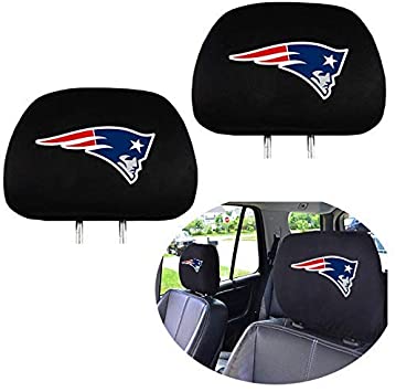 2 Pack for New England Patriots Headrest Covers, Luxury Black Fabric HeadRest Cover with Printed Team Logo, Universal Fits to All Car Models, New England Patriots Accessories …