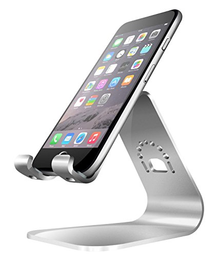 phone dock, Spinido? Titop Series Magnesium-aluminium Alloy phone Stand for Desk Compatible With All iPhone (iPhone 5 iPhone5S iPhone 6 & iPhone 6 Plus) and Samsung Galaxy Tab S5 S6 Edge Note 2/3/4 (Silver)