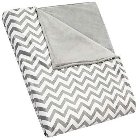 5 STARS UNITED Weighted Blanket Cover – 48”x72”, Grey, Printed Minky | Solid Minky Fleece - Removable Duvet Cover Only