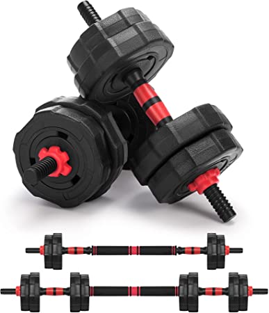 Arespark Adjustable Dumbbells, 3 in 1 Dumbbell Barbell Weights Set with Connecting Rod, Detachable Fitness Equipment Weightlifting Sets, Free Weights for Men Women Training Home Gym, 15/20/25kg