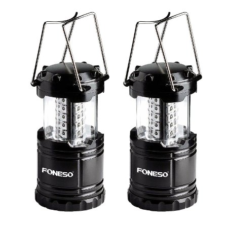 LED Camping Lantern, Foneso Ultra Bright Portable Outdoor Flashlights, Emergency Collapsible Lantern Lights with Metal Hook Loop (Pack of 2)