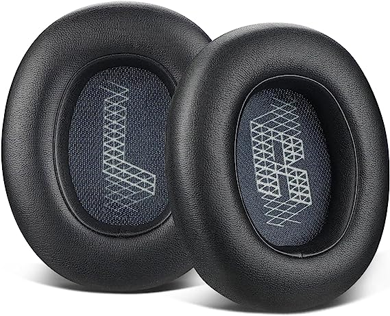 SOULWIT Almohadillas de Repuesto para JBL E65 (E65BTNC)/Live 650 (650NC 650BTNC)/Live 660 (660NC 660BTNC)/Duet NC de Auriculares sobre la Oreja, Almohadillas con Cuero más Suave(Negro)