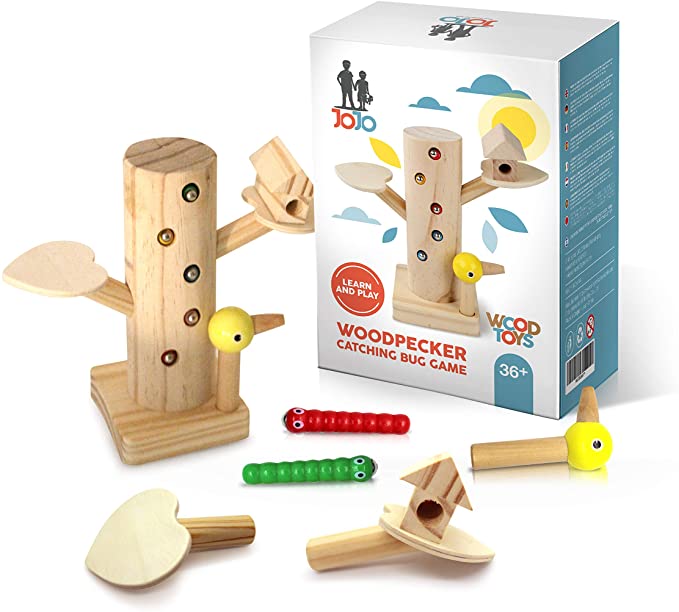 Montessori Wooden Toy Fine Motor Skills Toys for Toddlers Magnetic Bird Toy Set Woodpecker Catching Bug Game for Boy and Girl Early Preschool Learning Toys Educational Gift 2 3 4 5Years Old Free Ebook
