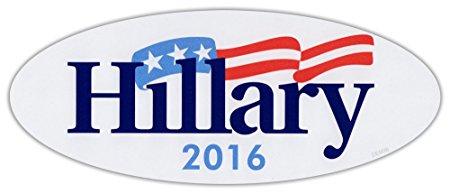 Oval Bumper Sticker - Hillary 2016 - Vote Clinton 2016 - Campaign Stickers
