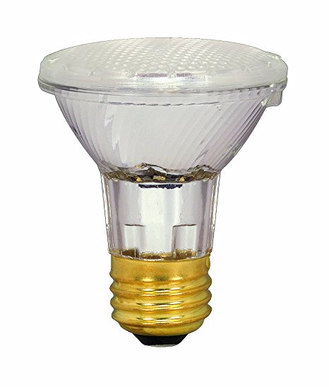 Satco S2232 39 Watt (50 Watt) 530 Lumens PAR20 Halogen Narrow Flood 34 Degrees Clear Light Bulb, Dimmable