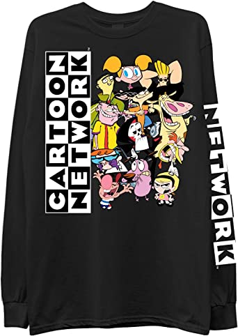 Cartoon Network Mens Throwback Shirt - Jonny Bravo and Dexter's Laboratory Long Sleeve T-Shirt