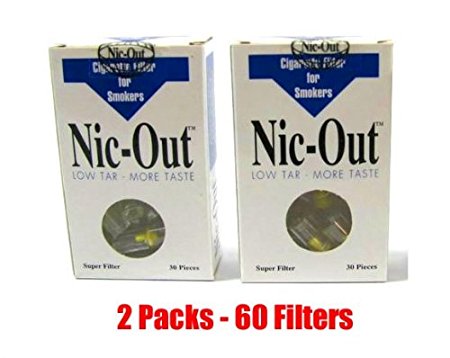 NIC-OUT Cigarette Filters 2 Packs (60 Filters) Smoking Free Tar & Nicotine Disposable Nicout Holders for Smokers DON'T QUIT SMOKING Nicfree