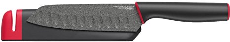 Joseph Joseph 10144 Slice & Sharpen Santoku Knife with Sharpening Protective Sheath, 5", Black