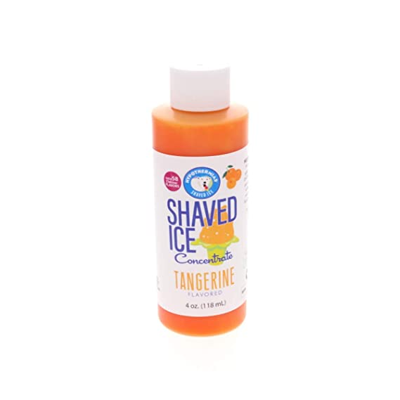 Tangerine Shaved Ice and Snow Cone Flavor Concentrate 4 Fl Ounce Size (makes 1 gallon of syrup with sugar and water added)