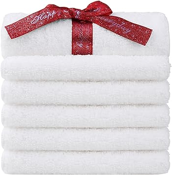 HOMEXCEL Hand Towels for Bathroom 6 Pack, Highly Absorbent Microfiber Towel for Bathroom, Gym, Beauty, Spa and Hotel, Soft and Quick Drying White Hand Towel 15 x 25 inches