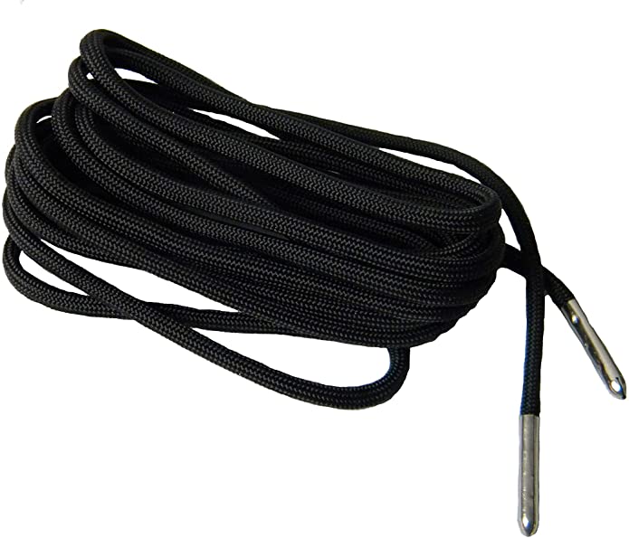 GREATLACES Coal Black 550 Paracord Boot Shoelaces with Metal Tips (48 Inch 122 cm, Silver Tips)