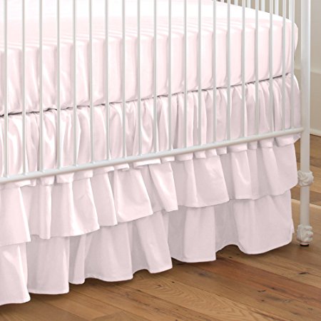 Carousel Designs Solid Pink Crib Skirt Three Tier 18-Inch Length