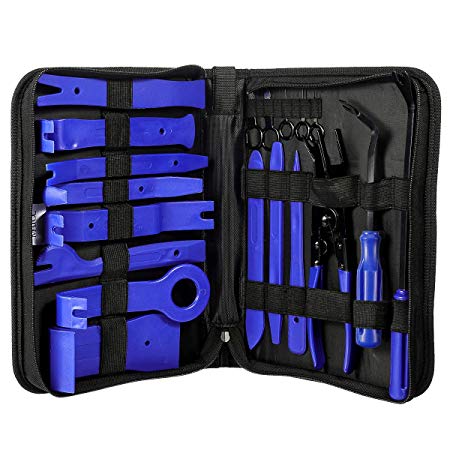 MATCC Trim Removal Tool Set 19 pcs Nylon Car Panel Removal Tools Kit for Car Door Panel Dash Audio Radio Removal Installer and Repair Pry Tools Kits with Fastener Remover Storage Bag