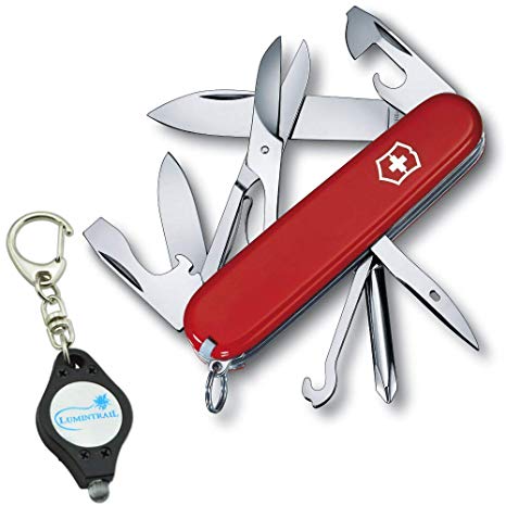 Victorinox Super Tinker Swiss Army Knife 14 Functions Bundle with a Lumintrail Keychain Light