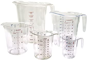 Winco 5-Piece Measuring Cup Set, Polycarbonate, Clear