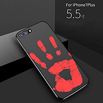 For iPhone 7 Plus Matte PC Thermal Sensor Case Thermal Heat Induction Phone Case Fundas Conque For iPhone 7 Plus Protective Cover (Black)