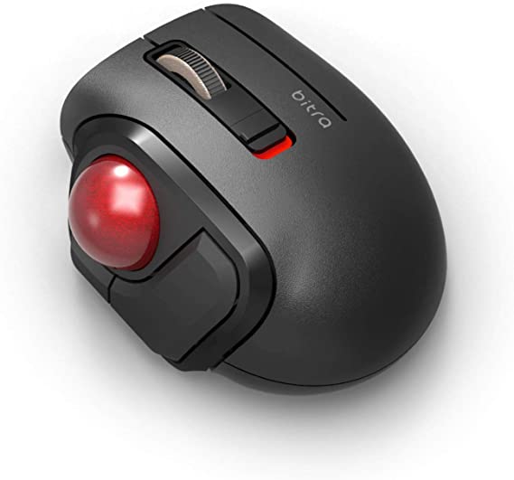 ELECOM Mobile Less-Noise Switch Trackball Mouse, Thumb-Operated & Bluetooth Connection Model with Carrying Case/Black/M-MT1BRSBK