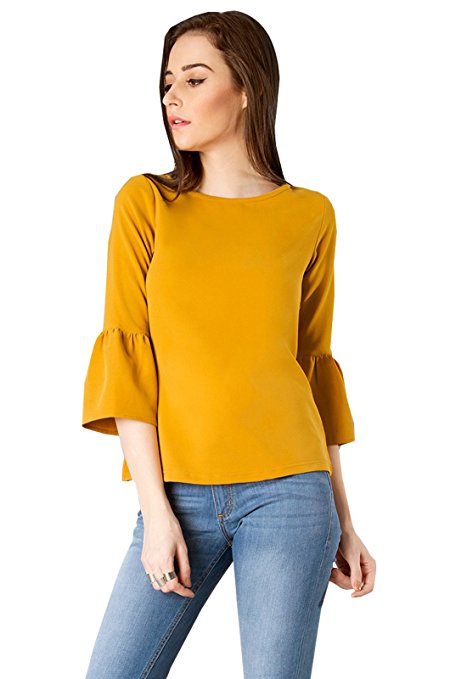 J B Fashion Women American Creap Musterd Color Top