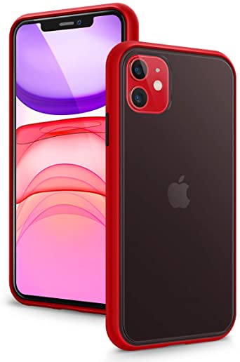 MOBOSI Designed for iPhone 11 Case 6.1 Inch 2019, [Upgraded] Translucent Matte Back with Soft Edges, [Military Grade Tested] Shockproof and Anti-Drop Protection Hard Cover for iPhone 11, Red