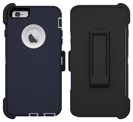 iPhone 6 Plus Case, ToughBox® [Armor Series] [Shock Proof] [Night Blue | White] for Apple iPhone 6 Plus Case [With Holster & Belt Clip] [Fits OtterBox Defender Series Belt Clip]
