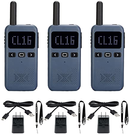 Retevis RB19 Walkie Talkies Adults Rechargeable,Long Range Two Way Radio,Mini,Ultra-Thin,1650mAh Battery,Channel Display,for Small Business Organization(3 Pack)