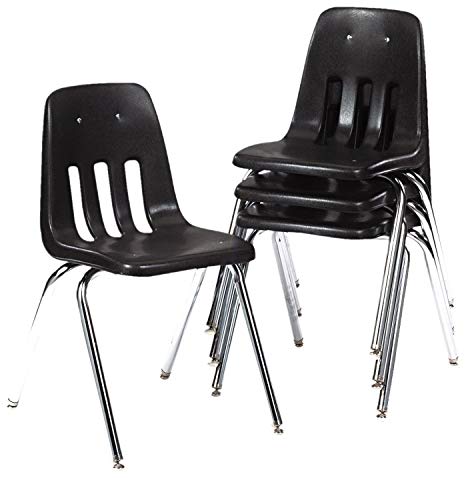 Virco 9000 Series School Chair, 16" Seat Height, Black, VIR-9016 (Pack of 4)