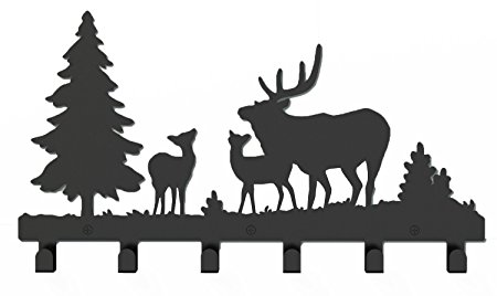 Wander Agio Deer Tree Forest Elk Cartoon Animal Metal Wall Mounted Bag Hanger Coat Rack Clothing Hooks Hanging Racks Black