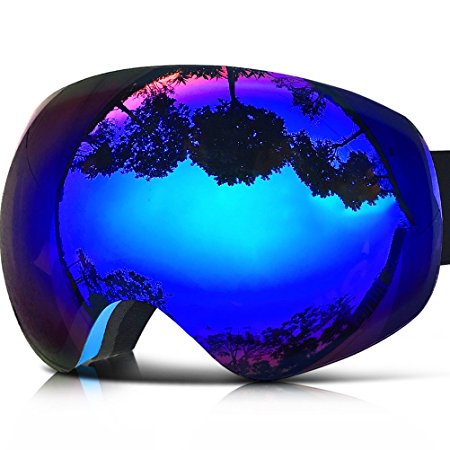 ZIONOR Lagopus X10 Ski Snowboard Goggles with Frame/Frameless Mode REVO Reflective Sphercial Detachable Lens