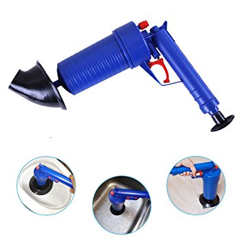 Drain blaster air Powered plunger gun, High Pressure Powerful Manual sink Plunger Opener cleaner pump for Bath Toilets, Bathroom, Shower, kitchen Clogged Pipe Bathtub (blue)