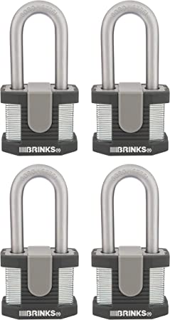 Brinks 672-52401 Commercial 50mm Solid Steel Lock with 2" Boron Shackle - 4-Pack