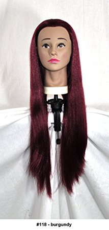28" Recurlable Human Hair Blend Cosmetology Training Practice Mannequin Head with Table Clamp Holder (118)