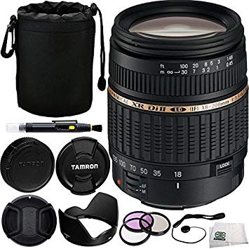 Tamron 18-200mm f/3.5-6.3 XR Di-II LD Aspherical (IF) Macro Lens for Nikon Bundle - Includes Manufacturer Accessories   3PC Filter Kit   MORE - International Version (No Warranty)