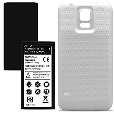 MagicMobile 8500mAh Replacement Extended Battery with Rugged White Back Cover for Samsung Galaxy S5 / i9600