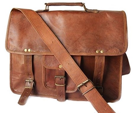 QualityArt Vintage Leather Shoulder Messenger Bags Macook College School Satchel Bag