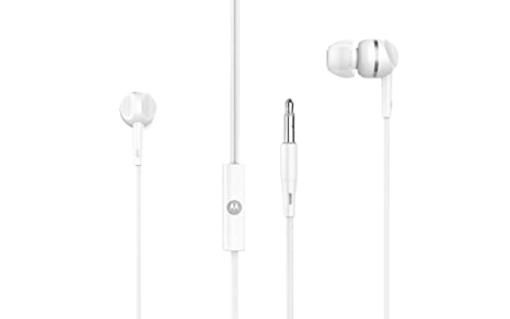 Motorola Pace 105 Wired in Ear Headphone with Mic (White)