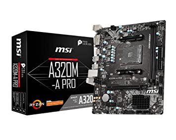 MSI A320M-A PRO AMD PCIe 3.0 DDR4 m-ATX Motherboard with USB 3.2 Gen1 HDMI DVI-D and SATA III 6Gbps