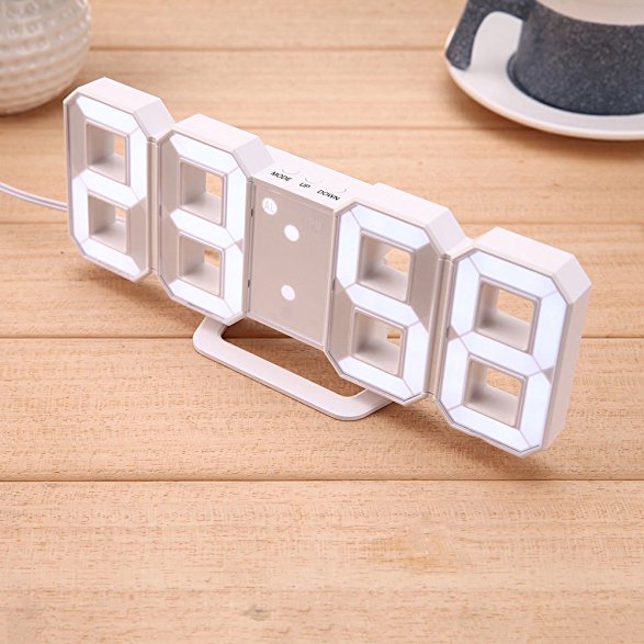 GESIMEI LED Digital Alarm Clock , USB Wall / Desk Clock, Easy to Read , 12/24 Hour Display, Alarm, Snooze, Night Mode, Brightness Adjustable, White