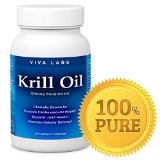 Viva Labs Krill Oil 100 Pure Antarctic Krill Oil - Highest Levels of Omega-3s in the Industry 1250mgserving 60 Capliques