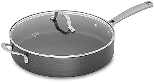 Calphalon Classic Nonstick Saute Pan with Cover, 5 Quart, Grey