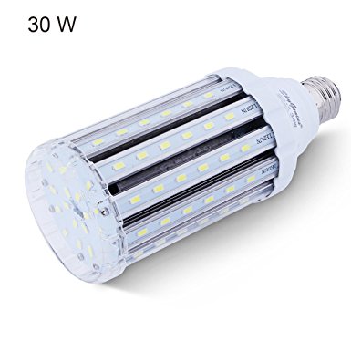 Super Bright LED Corn Light Bulb for Indoor Outdoor Large Area - E26 3000Lm AC 110~265V 6000-6500K White,for Street Lamp Post Lighting Garage Factory Warehouse High Bay Barn Porch Backyard Garden(30W)