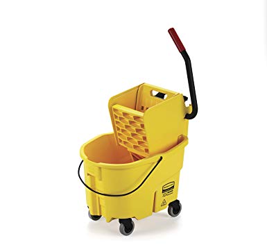 Rubbermaid Commercial WaveBrake Mopping System Bucket and Side-Press Wringer Combo, 26-quart, Yellow (FG748000)