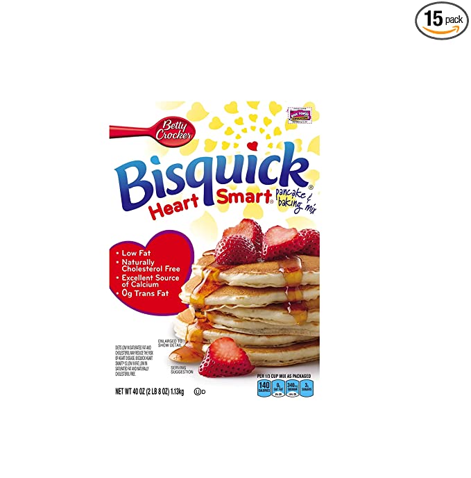 Bisquick Heart Smart Pancake and Baking Mix Reduced Fat, 40-Ounce Boxes (Pack of 3)