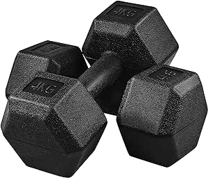 Yaheetech 2x4kg/2x5kg/2x6kg/2x7.5kg/2x8kg/2x10kg (Sold in Pair) Dumbbells Set Arm Hand Weight Dumbbell Hexagon Dumbbell for Strength Training Home Workout Aerobic