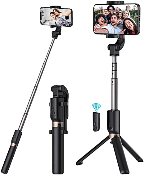 Selfie Stick, Extendable Selfie Stick with Wireless Remote and Tripod Stand[ Portable] Heavy Duty Aluminum [ Lightweight] [Cell Phone Stand ] Compatible with All Smartphones…