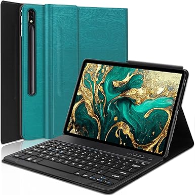 Galaxy Tab S9 Plus Case with Keyboard 12.4 Inch 2023, Magnetic Detachable Bluetooth Keyboard, Smart Folio Cover with S Pen Holder, Samsung Galaxy Tab S7 FE/S8 Plus Keyboard Case, Type-C Rechargeable