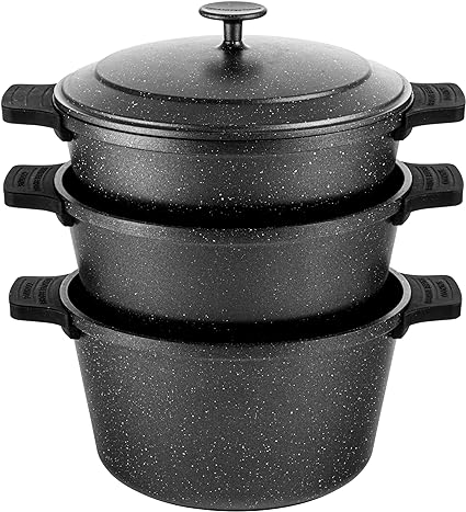 Granitestone Black 12 Pc Dutch Ovens Set, Lightweight 5 Qt Dutch Oven Pot with Lid   Removeable Silicone Handles, Dutch Oven for Bread Baking, Ultra Nonstick, Oven/Dishwasher Safe, Induction Cookware