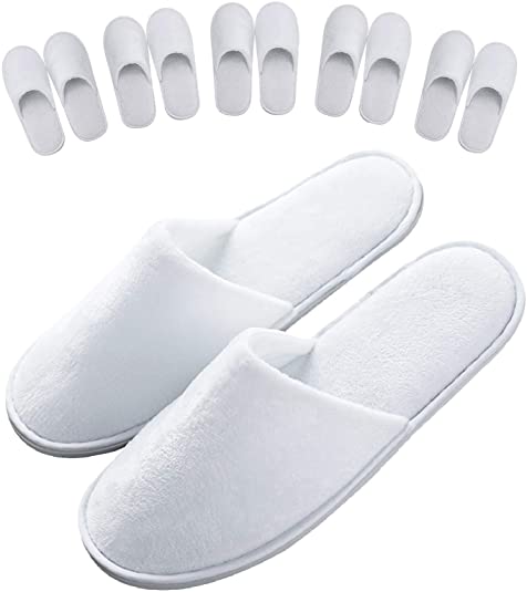 6 Pairs Warm Spa Slippers-Closed Toe Non Slip Disposable Hotel Slippers for Wowens Men-Thick Soft Cotton Reusable House Slippers Fit for Guests,Bathroom,Bedroom,Travel,Home,Indoor
